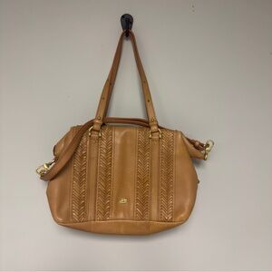 NWT Brahmin Tan Leather Satchel Bag, Retail $425 Delaney Satchel Tan Knoxville